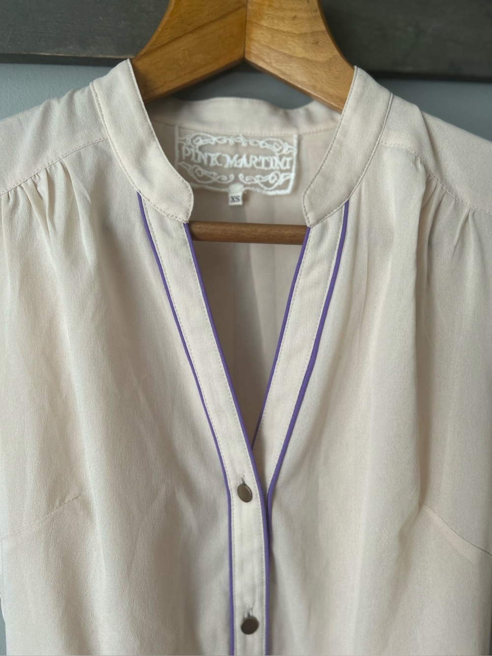 ✌️4 for $20✌️ Pink martini Shirt Dress with Contrast Piping in Light Beige - Picture 5 of 15